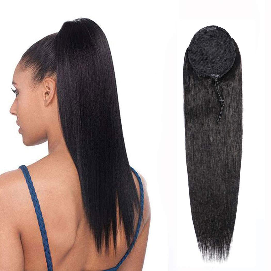 Human Hair Ponytail Extensions with Clip In Drawstring for Women