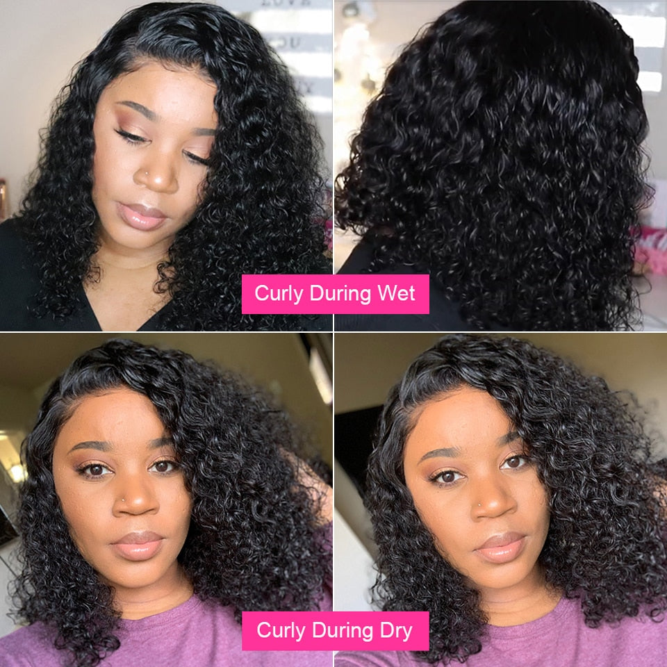 13x4 Curly Wet and Wavy Human Hair Lace Front Wigs -Pre-Plucked