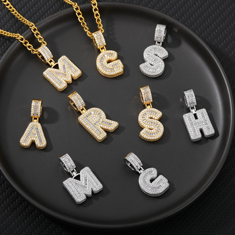 60cm Cubic Zirconia Letters A-Z Initial Pendant Necklaces