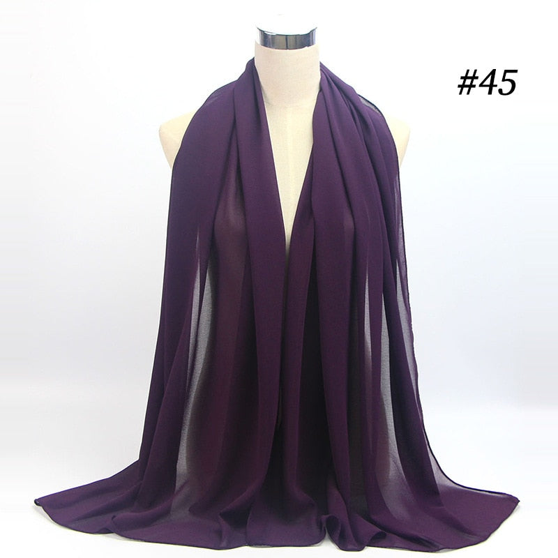 Plain Color Chiffon Scarf -Head Cover -Wrap for Women