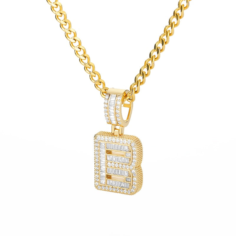 60cm Cubic Zirconia Letters A-Z Initial Pendant Necklaces