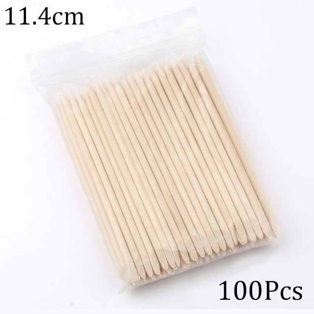 50/100 Wooden Cuticle Pushers for Manicures