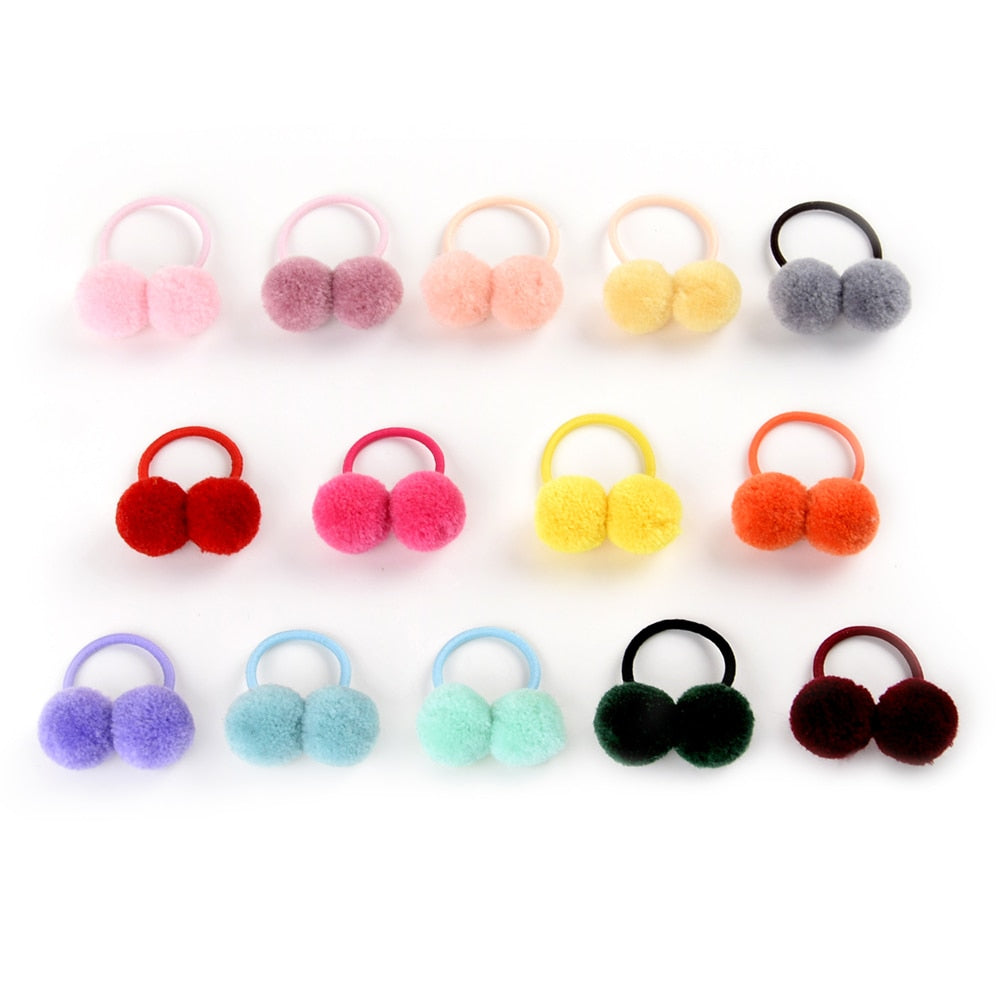 14 pcs Small Double Fur Ball Hair Band for Girls