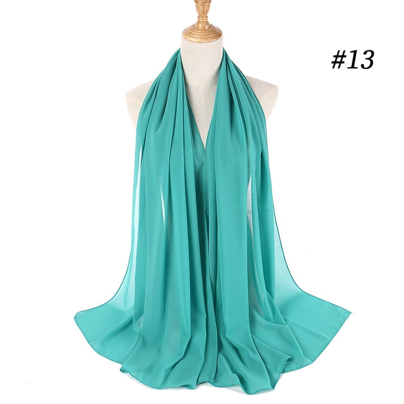 Plain Color Chiffon Scarf -Head Cover -Wrap for Women