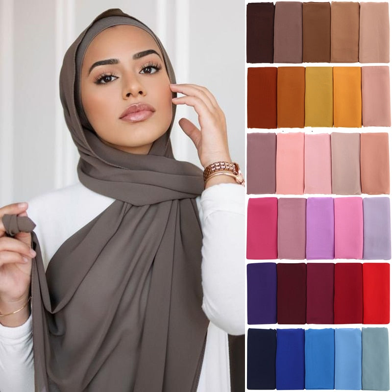 Plain Color Chiffon Scarf -Head Cover -Wrap for Women