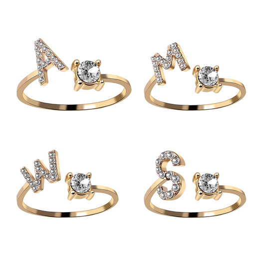 A-Z Letter Adjustable Opening Initial Rings