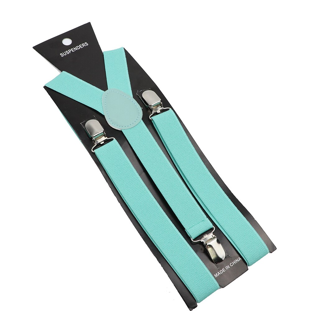 Unisex Solid Color Elastic Leather Suspenders