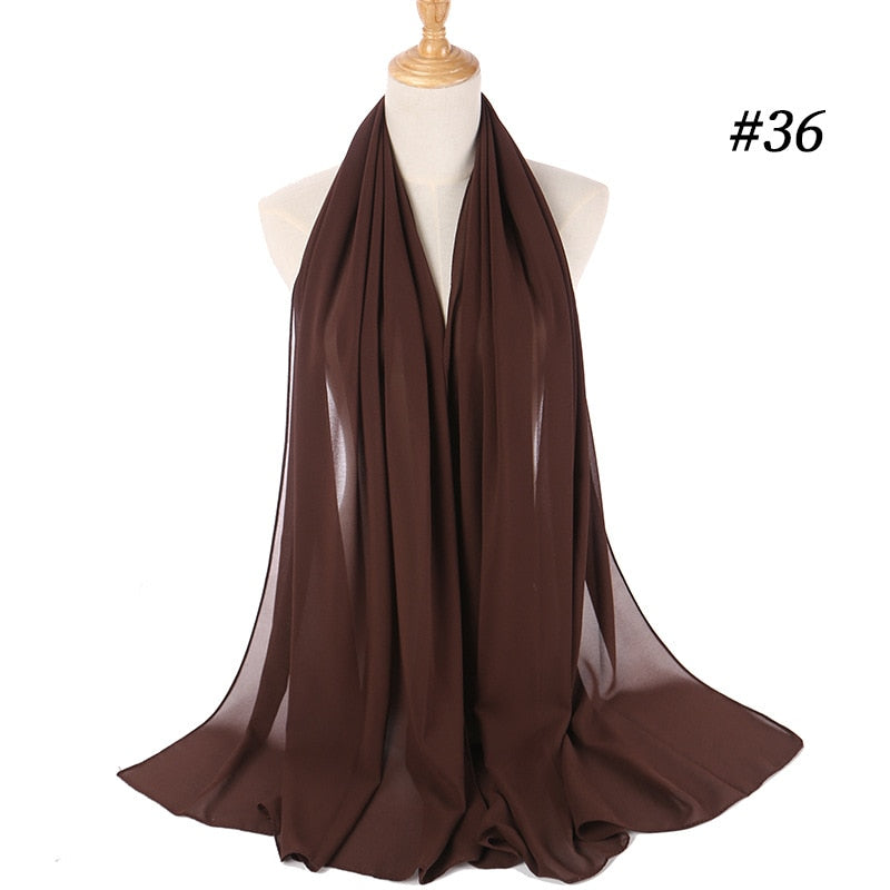 Plain Color Chiffon Scarf -Head Cover -Wrap for Women