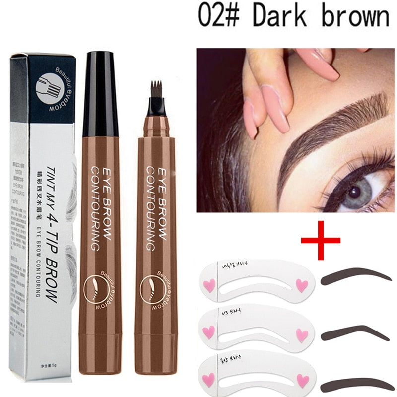 5-Color Four-Pronged Liquid Waterproof Eyebrow Brush