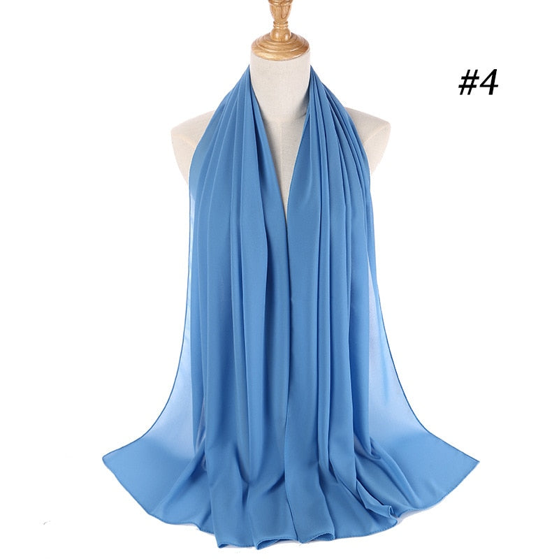 Plain Color Chiffon Scarf -Head Cover -Wrap for Women