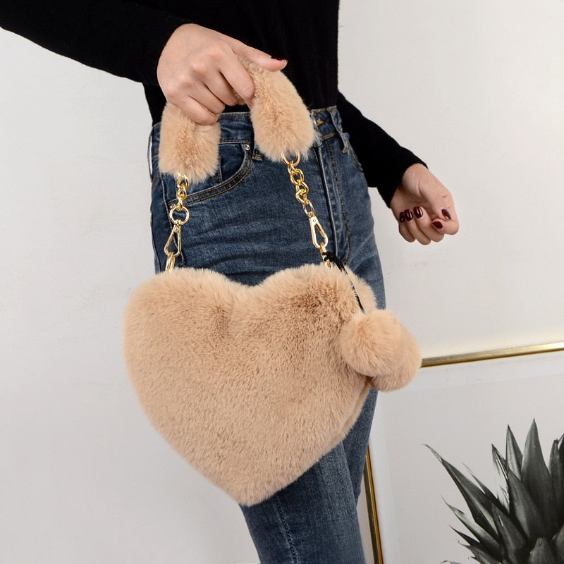 Faux Fur Plush Handbags for Women