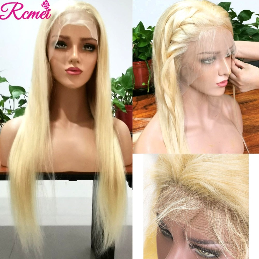 13x4 Blonde HD Lace Front Human Hair Straight Wigs