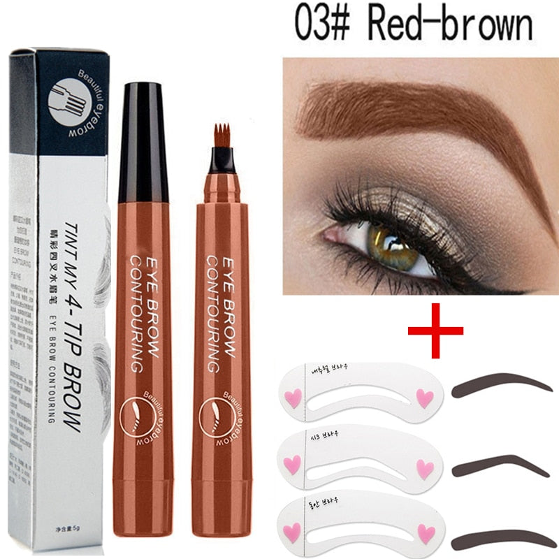 5-Color Four-Pronged Liquid Waterproof Eyebrow Brush