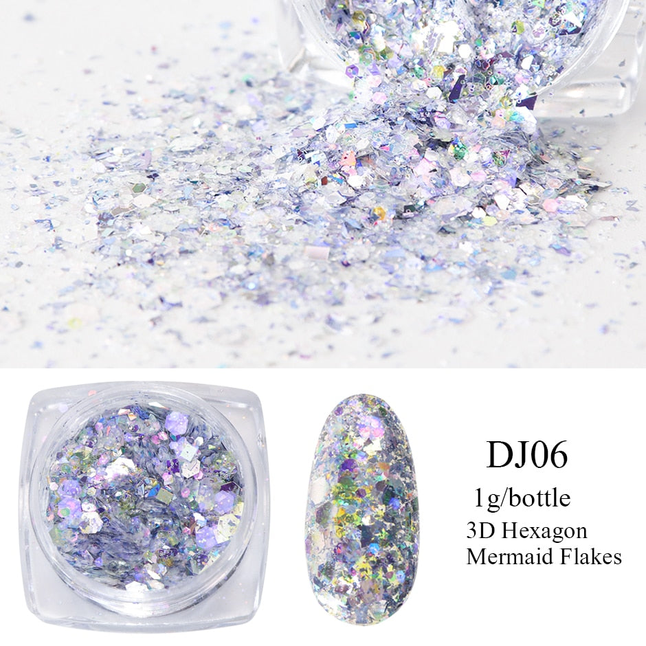 Crystal Fire Opal Flakes Nail Sequins DIY Chrome Powder for Manicures