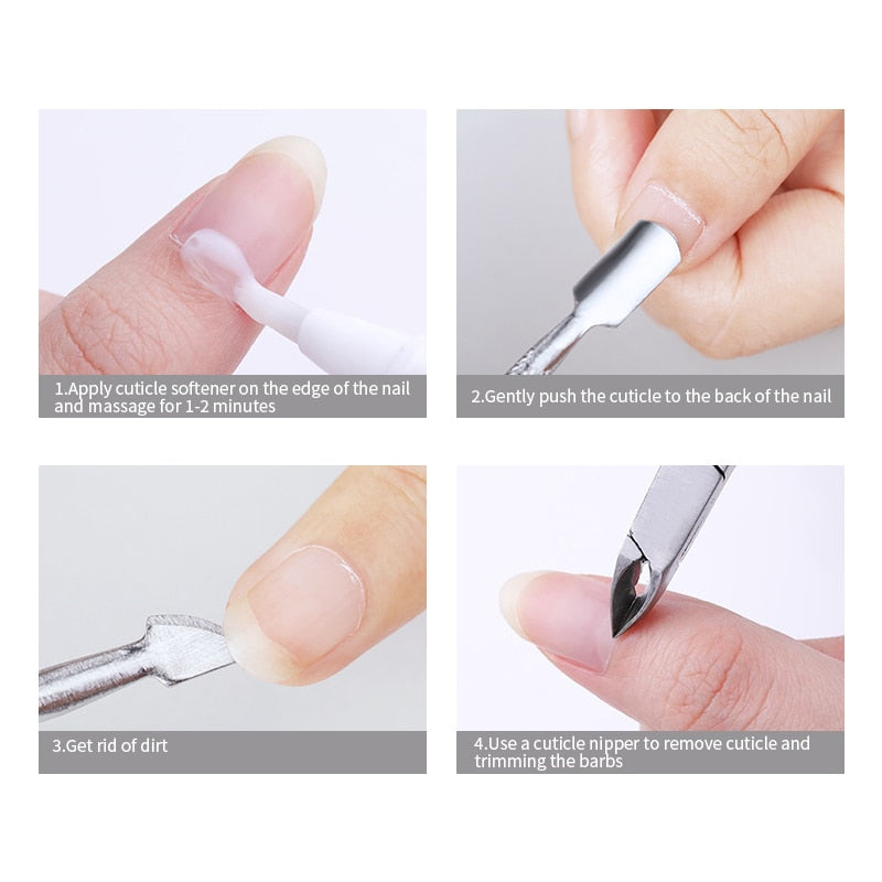 Double-ended Stainless Steel Cuticle Pusher -Nail Art Cleaner Care Tool