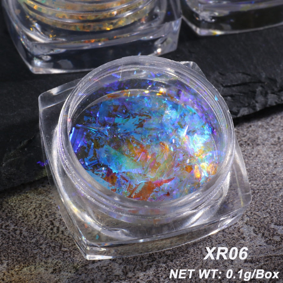 Crystal Fire Opal Flakes Nail Sequins DIY Chrome Powder for Manicures