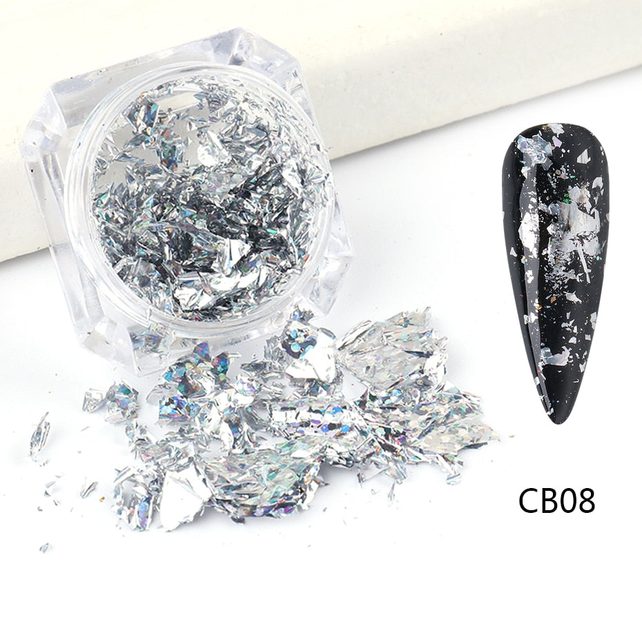 Crystal Fire Opal Flakes Nail Sequins DIY Chrome Powder for Manicures