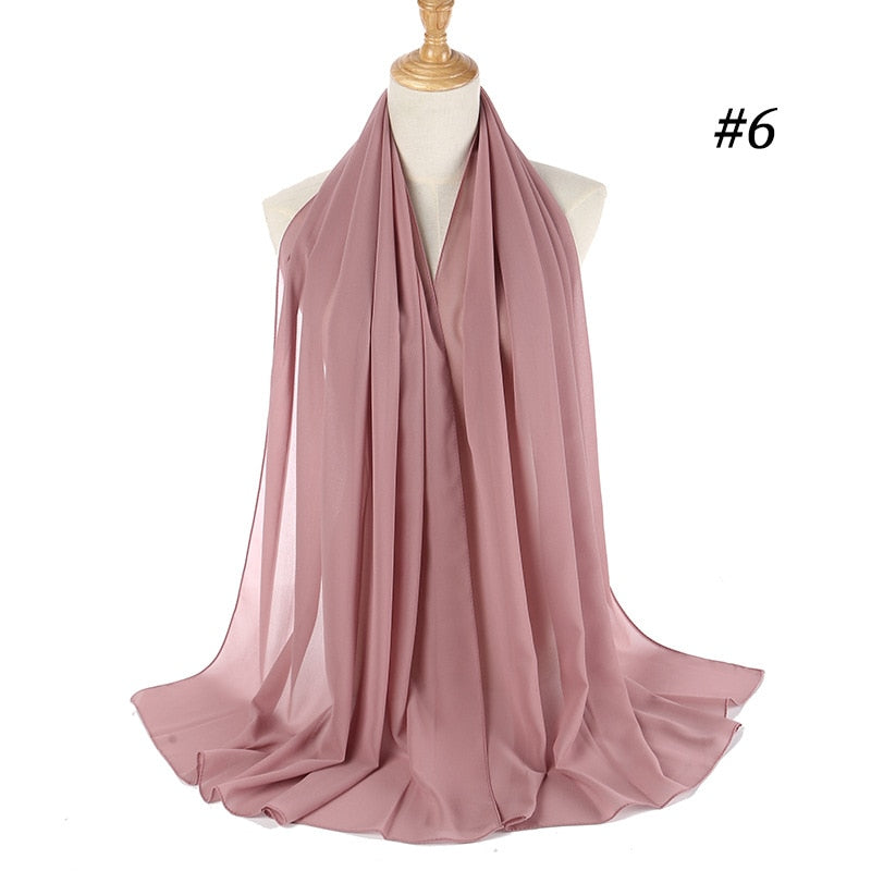 Plain Color Chiffon Scarf -Head Cover -Wrap for Women