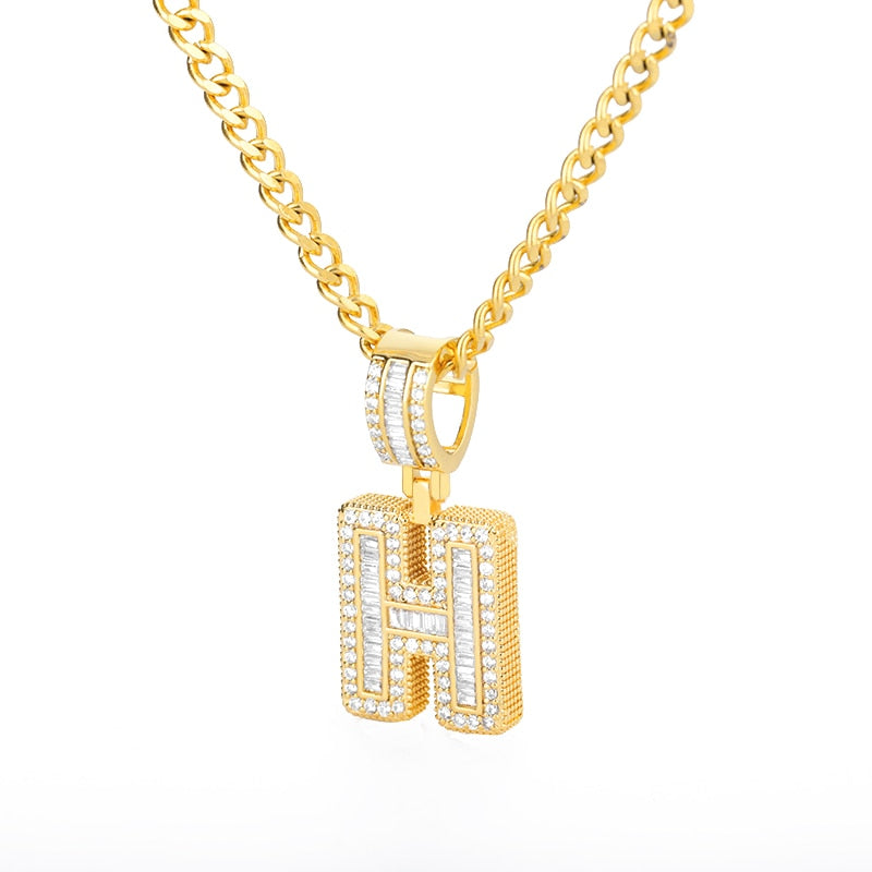 60cm Cubic Zirconia Letters A-Z Initial Pendant Necklaces