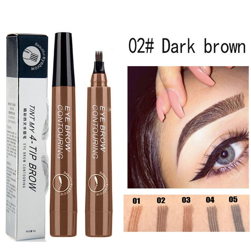 5-Color Four-Pronged Liquid Waterproof Eyebrow Brush