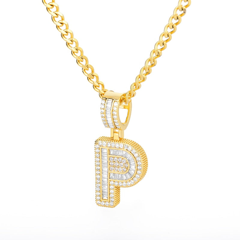 60cm Cubic Zirconia Letters A-Z Initial Pendant Necklaces