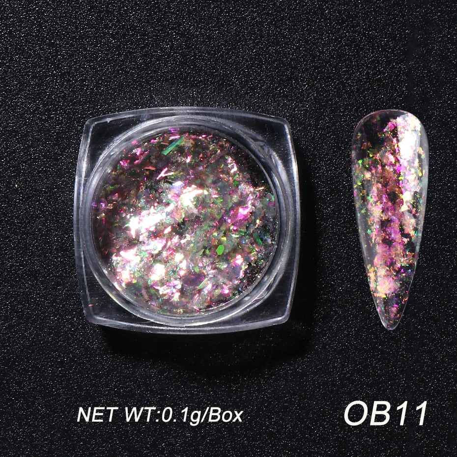 Crystal Fire Opal Flakes Nail Sequins DIY Chrome Powder for Manicures