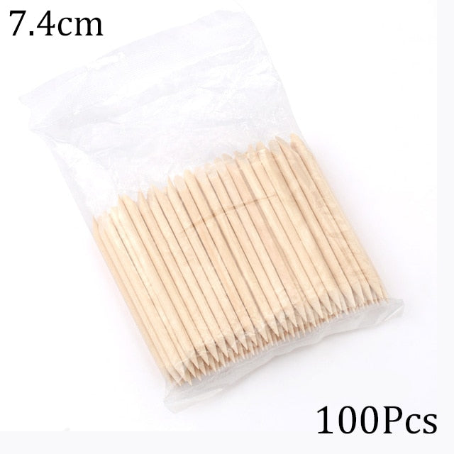 50/100 Wooden Cuticle Pushers for Manicures