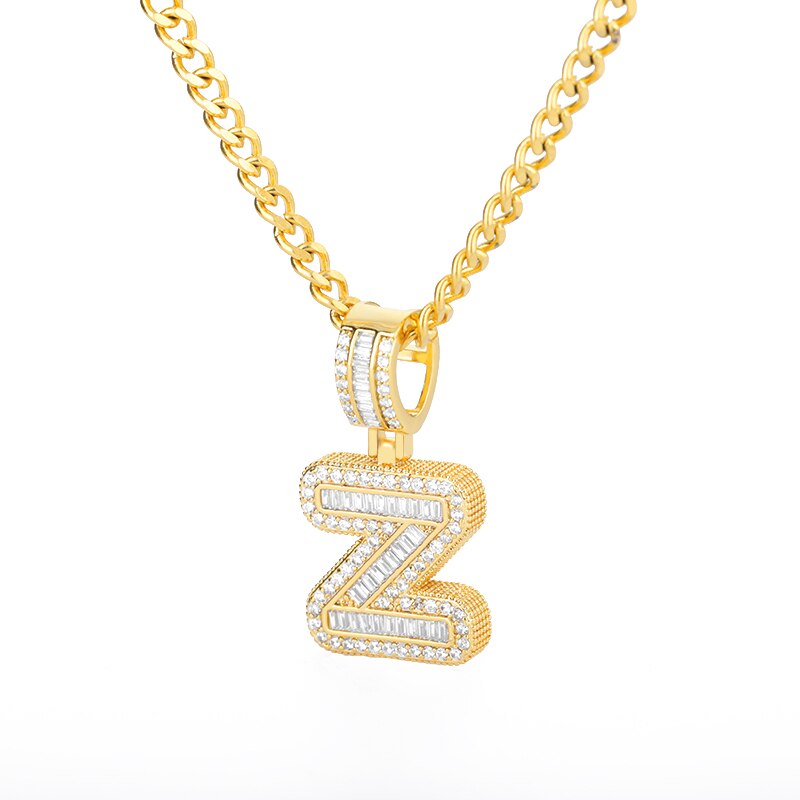 60cm Cubic Zirconia Letters A-Z Initial Pendant Necklaces