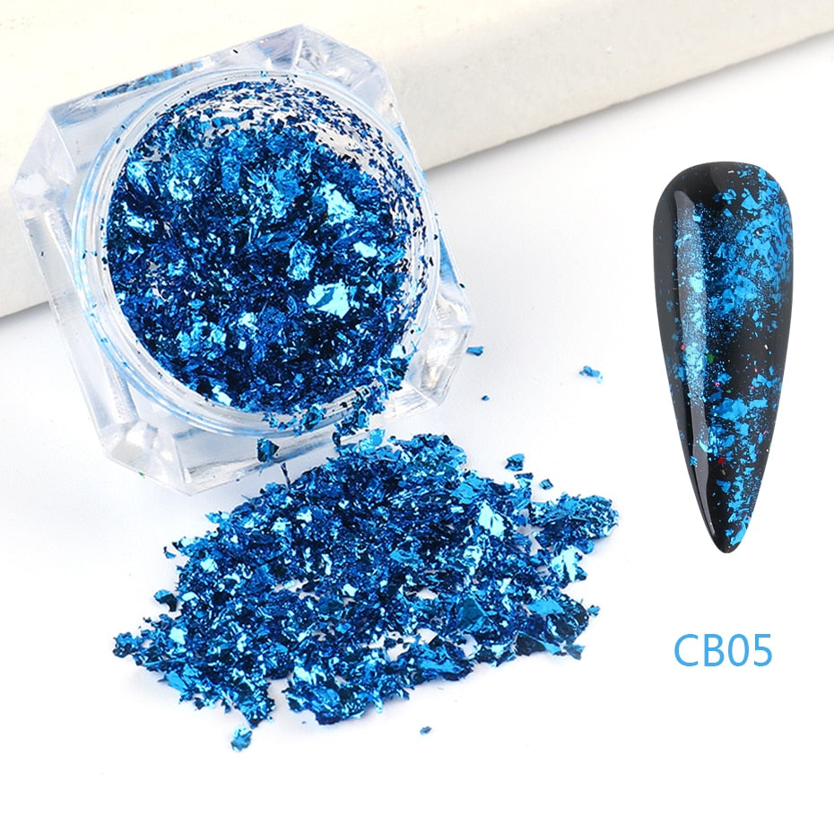 Crystal Fire Opal Flakes Nail Sequins DIY Chrome Powder for Manicures