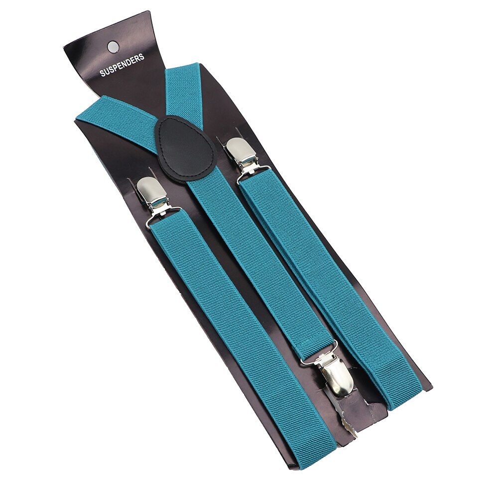 Unisex Solid Color Elastic Leather Suspenders