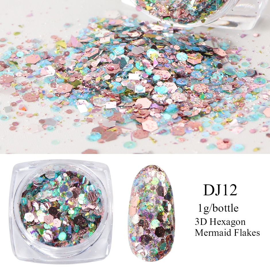 Crystal Fire Opal Flakes Nail Sequins DIY Chrome Powder for Manicures