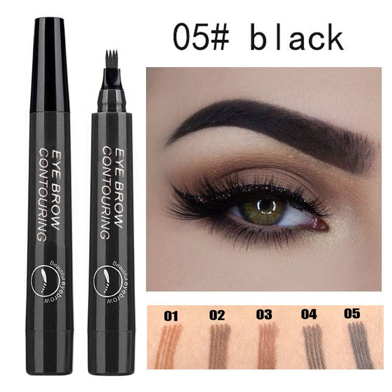 5-Color Four-Pronged Liquid Waterproof Eyebrow Brush