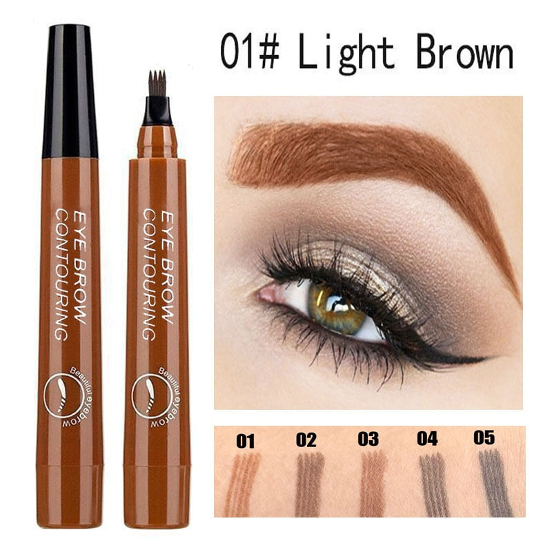 5-Color Four-Pronged Liquid Waterproof Eyebrow Brush