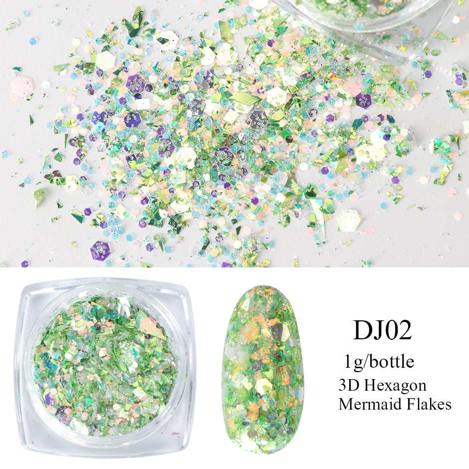 Crystal Fire Opal Flakes Nail Sequins DIY Chrome Powder for Manicures