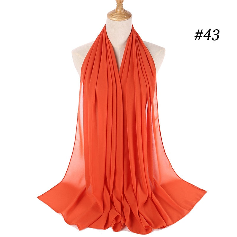 Plain Color Chiffon Scarf -Head Cover -Wrap for Women