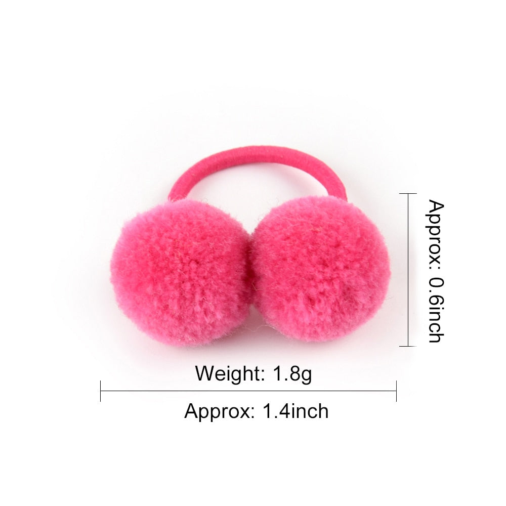 14 pcs Small Double Fur Ball Hair Band for Girls