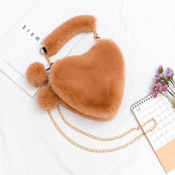 Faux Fur Plush Handbags for Women