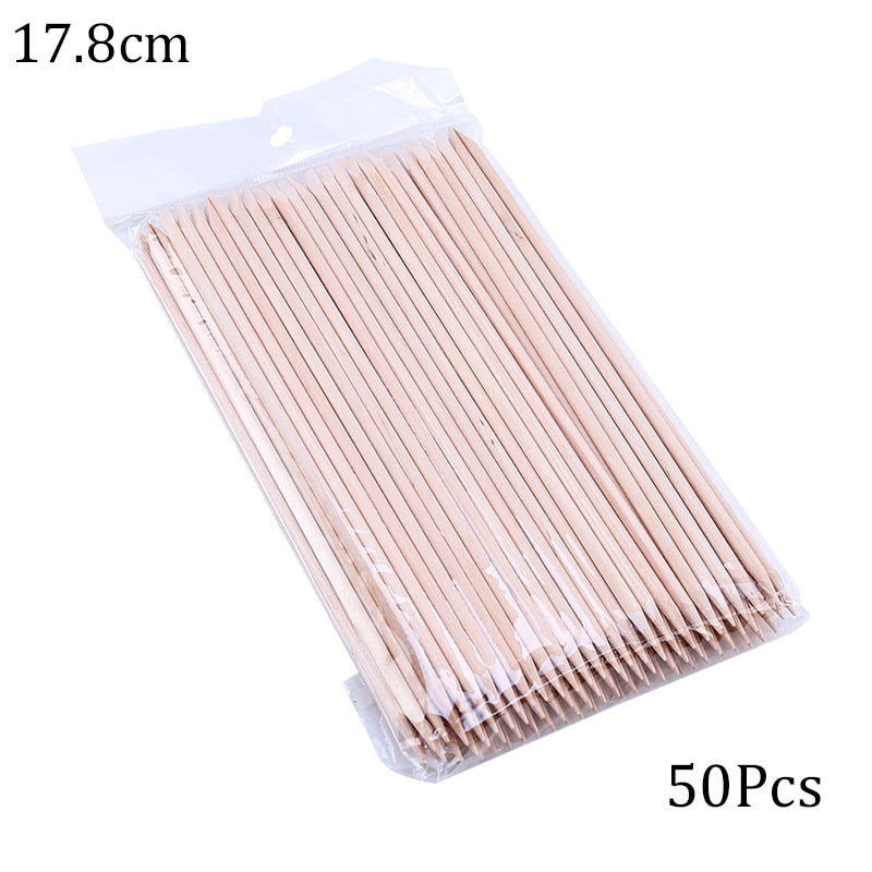 50/100 Wooden Cuticle Pushers for Manicures