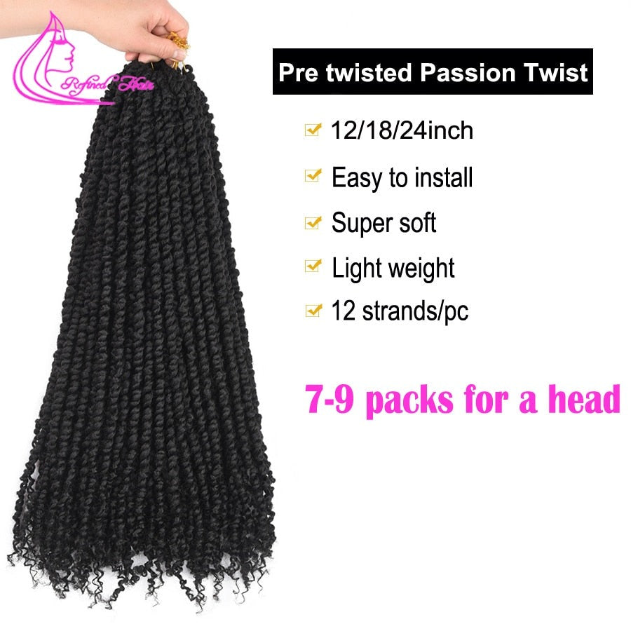 1B Pre-Twisted Passion Twist Hair Extensions (12-Roots/pc)