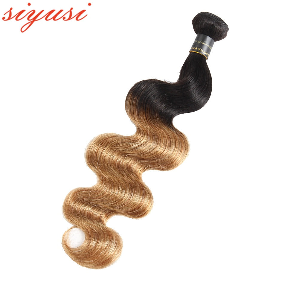 T1B/27 Peruvian Body Wave Human Hair Ombre Bundles