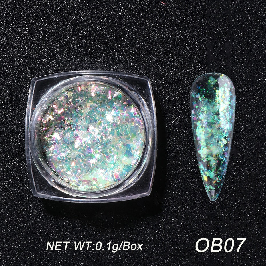 Crystal Fire Opal Flakes Nail Sequins DIY Chrome Powder for Manicures