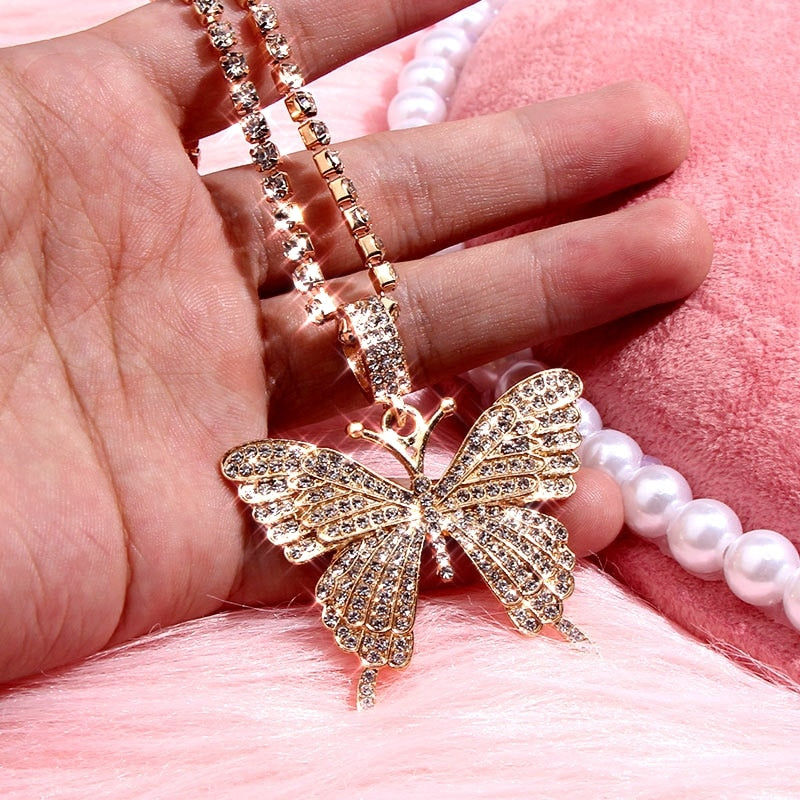 Big Butterfly Pendant Necklace for Women