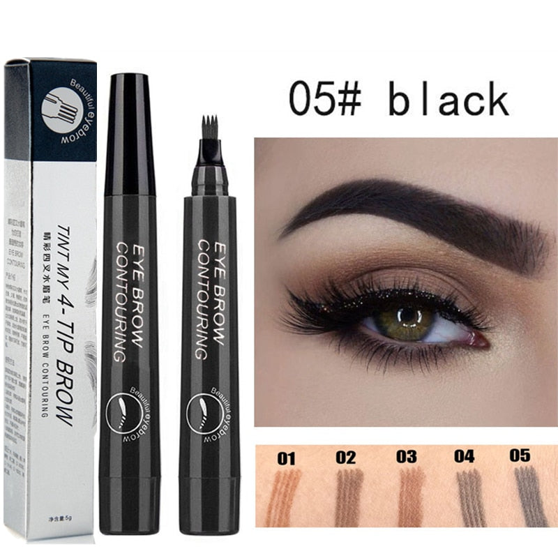 5-Color Four-Pronged Liquid Waterproof Eyebrow Brush