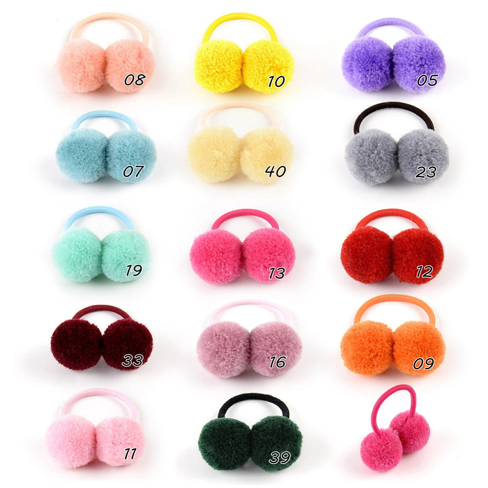 14 pcs Small Double Fur Ball Hair Band for Girls