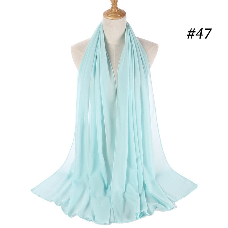 Plain Color Chiffon Scarf -Head Cover -Wrap for Women