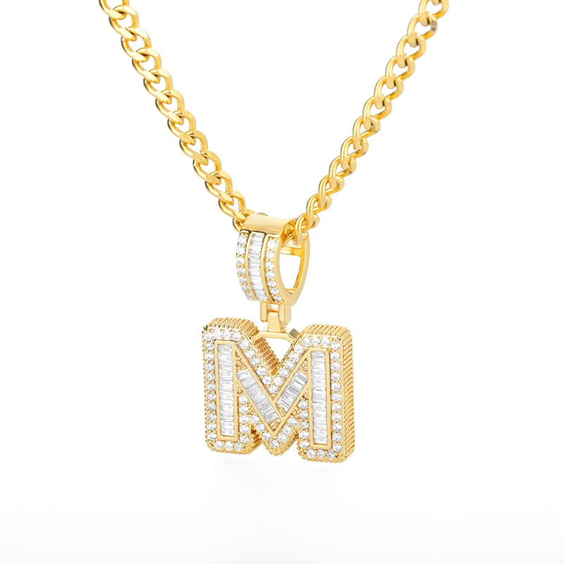 60cm Cubic Zirconia Letters A-Z Initial Pendant Necklaces