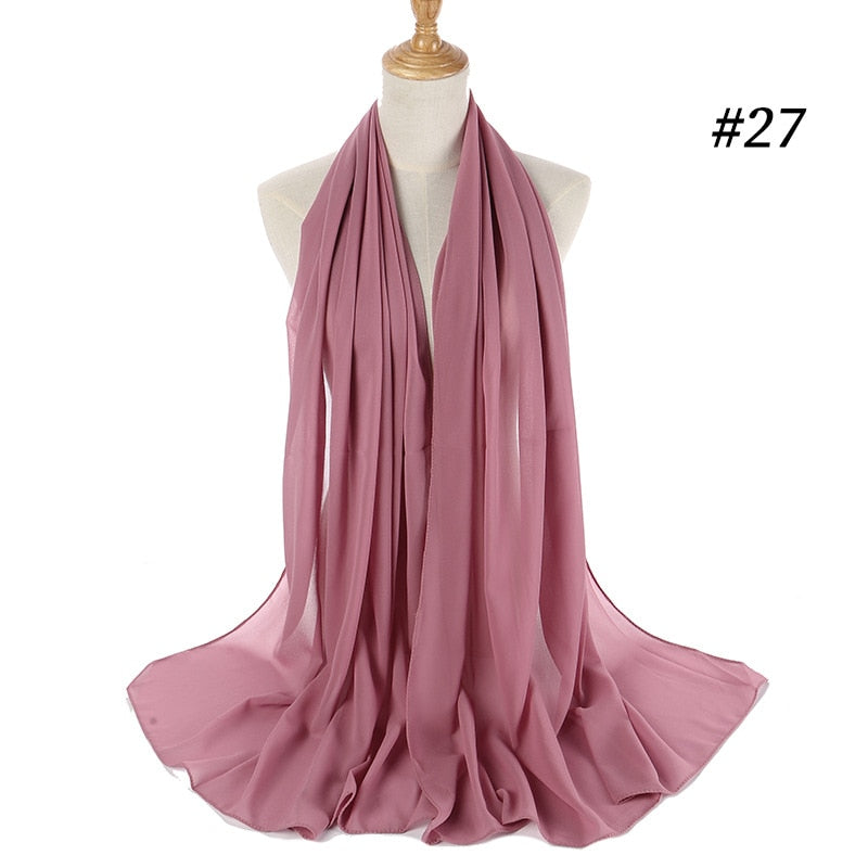 Plain Color Chiffon Scarf -Head Cover -Wrap for Women