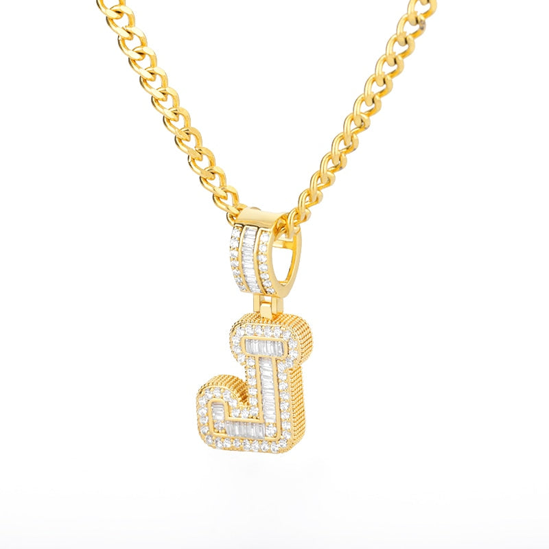 60cm Cubic Zirconia Letters A-Z Initial Pendant Necklaces