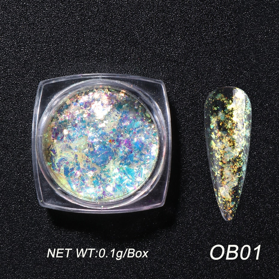 Crystal Fire Opal Flakes Nail Sequins DIY Chrome Powder for Manicures