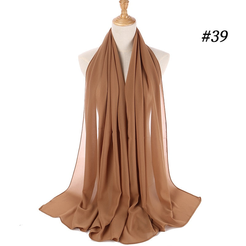 Plain Color Chiffon Scarf -Head Cover -Wrap for Women